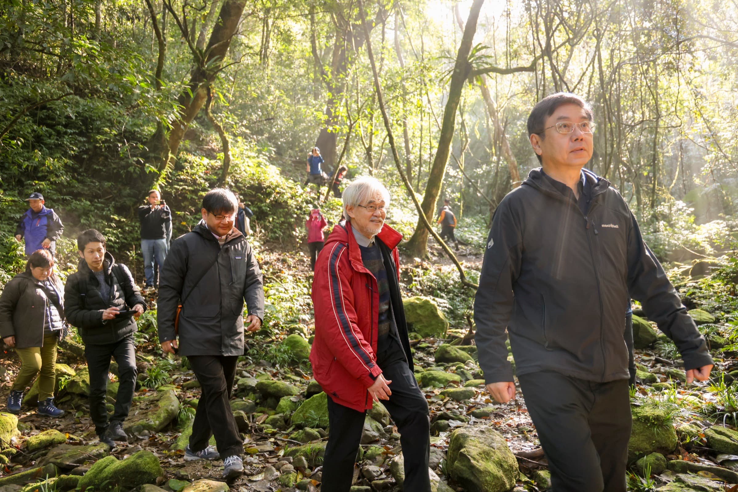 來賓行走於森林山徑